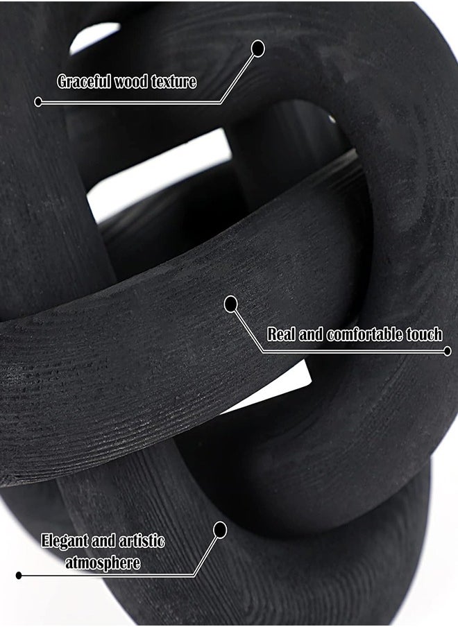 RATSAW Wood Chain Link Decor 3 Link Wood Knot Hand Carved Coffee Table Decor Home Living Room Bedroom Decoration Black  - Image 4