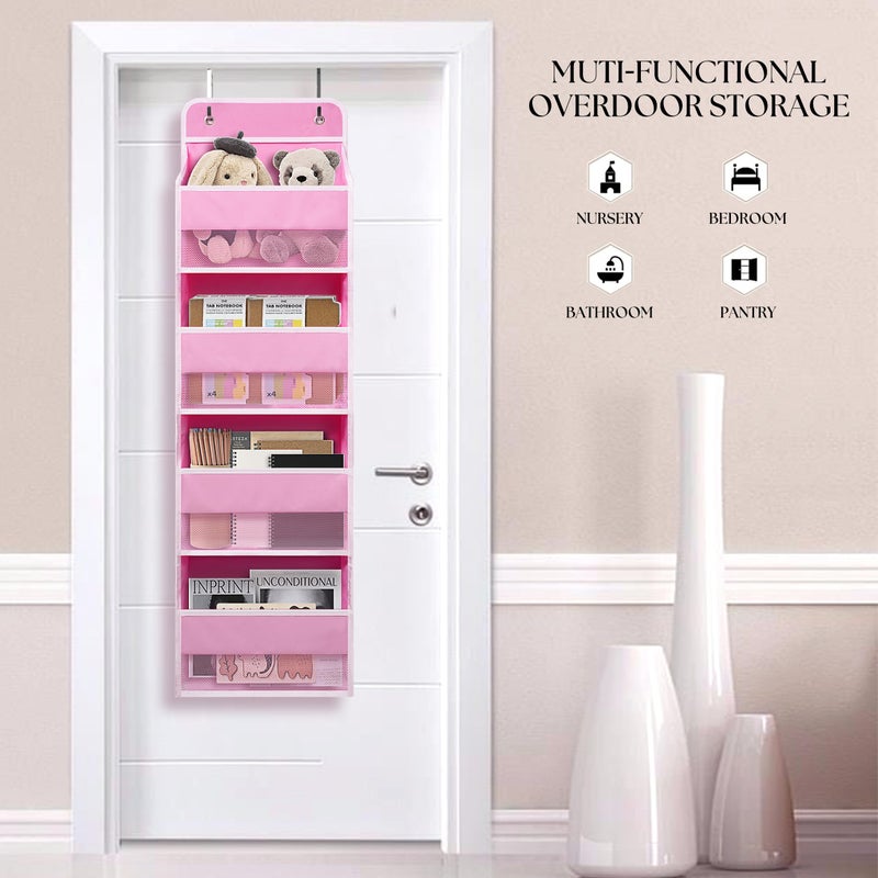 Giraffe Creation Over Door Organizer with 4 Large Capacity Pockets, Heavy Duty Hanging Organizer Storage for Closet Bathroom Nursery Bedroom Dorm, Toys Cosmetics Sundries and Baby Essentials, Pink - Image 2
