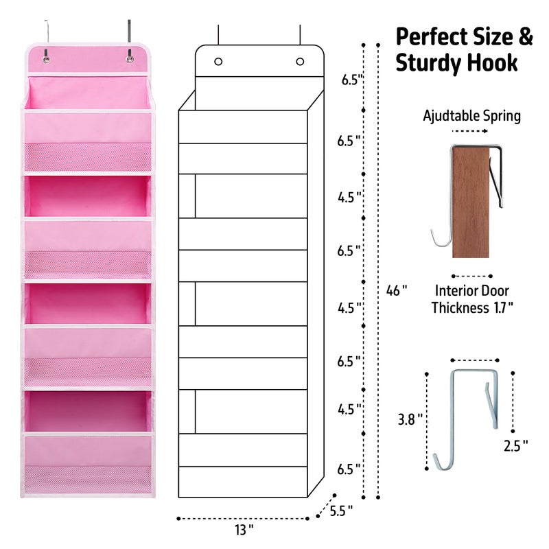 Giraffe Creation Over Door Organizer with 4 Large Capacity Pockets, Heavy Duty Hanging Organizer Storage for Closet Bathroom Nursery Bedroom Dorm, Toys Cosmetics Sundries and Baby Essentials, Pink - Image 3