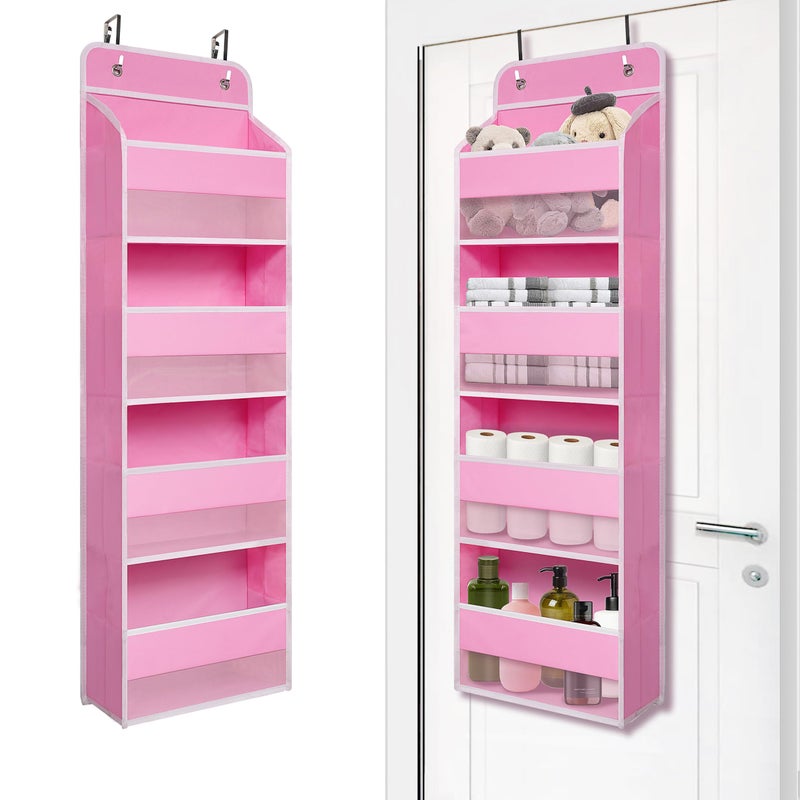 Giraffe Creation Over Door Organizer with 4 Large Capacity Pockets, Heavy Duty Hanging Organizer Storage for Closet Bathroom Nursery Bedroom Dorm, Toys Cosmetics Sundries and Baby Essentials, Pink - Image 1