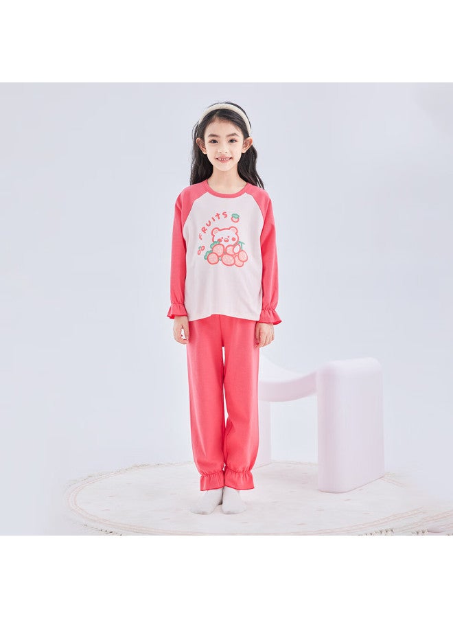 Deesha Girls' 60s High-count Cotton Spring And Autumn Homewear Set Baby Air-conditioned Two-piece Pajamas - Image 1