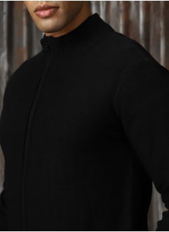 HIGH STAR Men's Black 100% Acrylic Solid Sweater  - Image 4