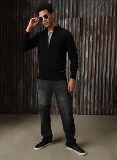 HIGH STAR Men's Black 100% Acrylic Solid Sweater  - Image 5