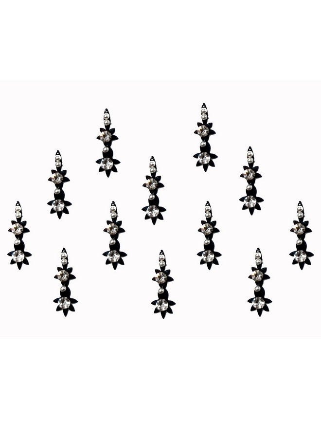 Comet Busters Beautiful Handcrafted Black Bindis with Silver Stone (BIN1819) - Image 1