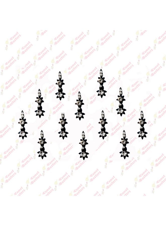 Comet Busters Beautiful Handcrafted Black Bindis with Silver Stone (BIN1819) - Image 2