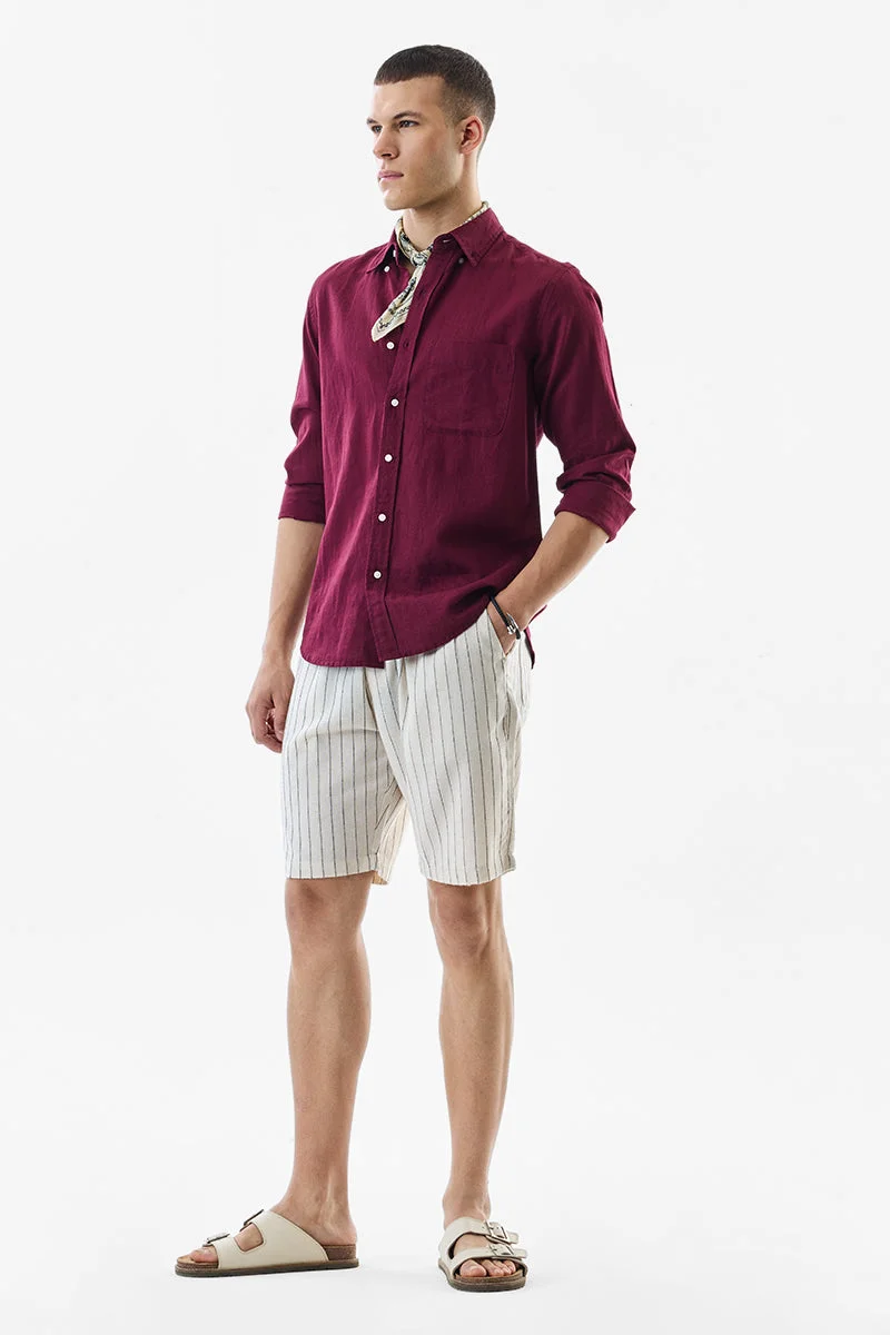 SNITCH Linen Blend Regular Fit Stripes Shorts