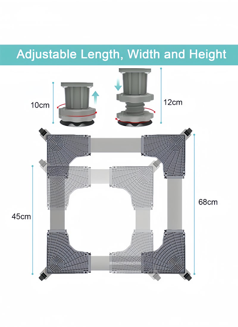 Fridge Stand Mobile Base with 4 Locking Wheels Pedestal, Adjustable Increasing Height Base 8 Strong Feet Heavy Duty Washing Machine Stand Base for Furniture Refrigerator Dryer Stand - pzsku/ZCB7CC04D19DD18E91969Z/45/_/1731931019/4692ce2b-9db4-4cad-8602-3cd3dab57db6