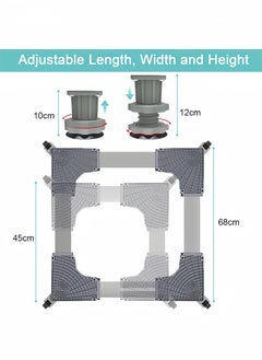 Peachjoy Fridge Stand Mobile Base with 4 Locking Wheels Pedestal, Adjustable Increasing Height Base 8 Strong Feet Heavy Duty Washing Machine Stand Base for Furniture Refrigerator Dryer Stand  - Image 3