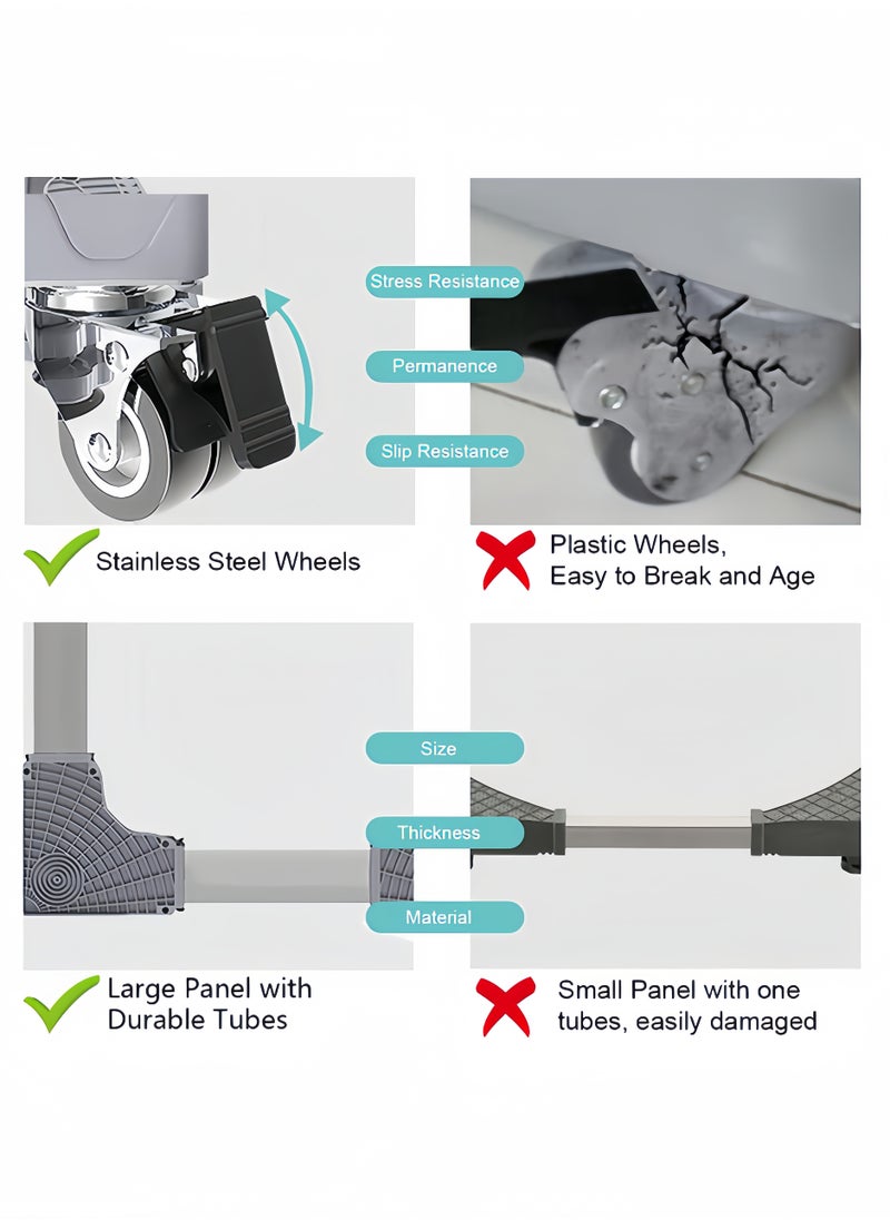 Fridge Stand Mobile Base with 4 Locking Wheels Pedestal, Adjustable Increasing Height Base 8 Strong Feet Heavy Duty Washing Machine Stand Base for Furniture Refrigerator Dryer Stand - pzsku/ZCB7CC04D19DD18E91969Z/45/_/1731931192/31229e4a-1a65-40fa-adbb-8cdce41e782b