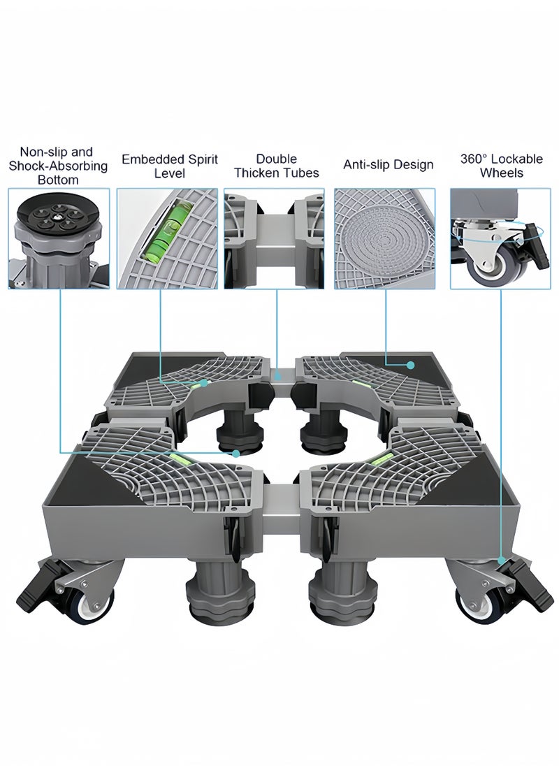 Fridge Stand Mobile Base with 4 Locking Wheels Pedestal, Adjustable Increasing Height Base 8 Strong Feet Heavy Duty Washing Machine Stand Base for Furniture Refrigerator Dryer Stand - pzsku/ZCB7CC04D19DD18E91969Z/45/_/1731931253/cb9b07df-6689-45b9-a679-31c591309f3b