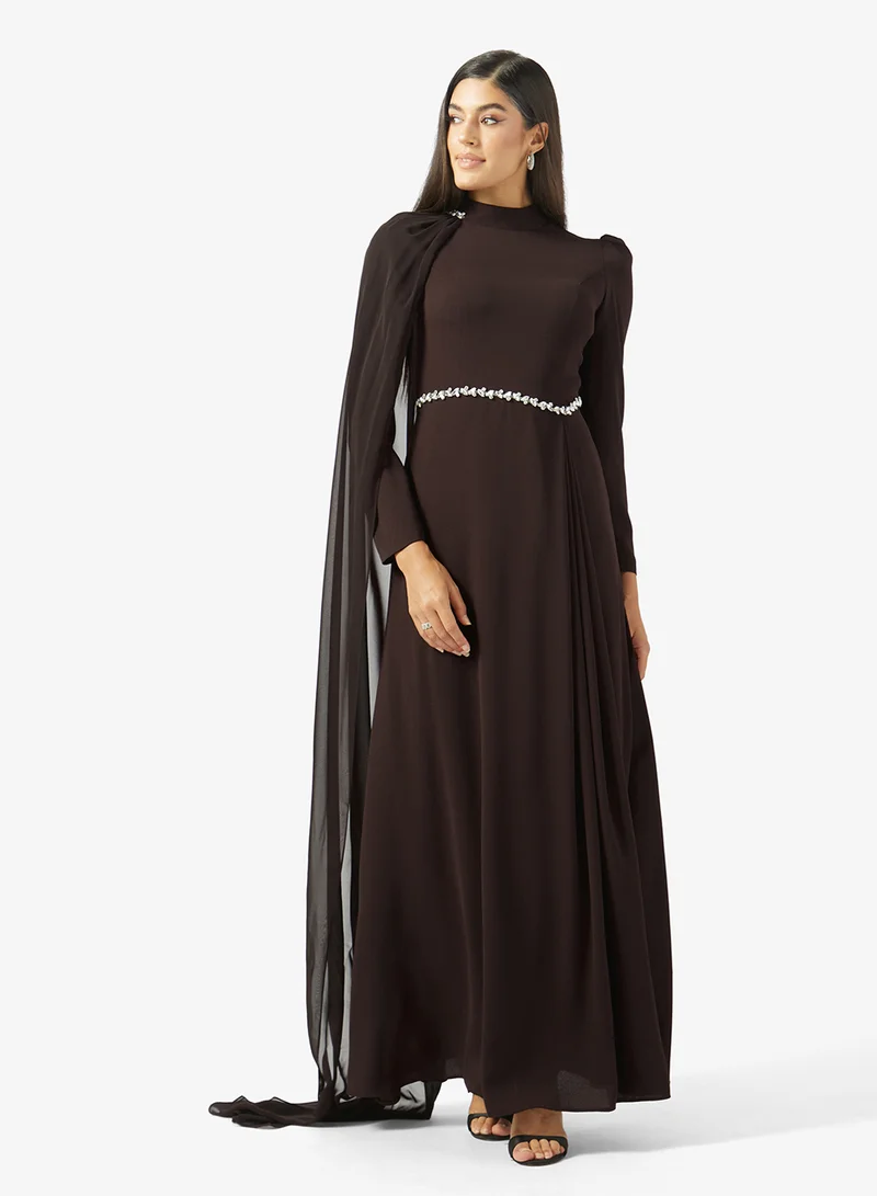 اكاديا فاشن SHAWL DETAILS CREPE CHIFFON DRESS