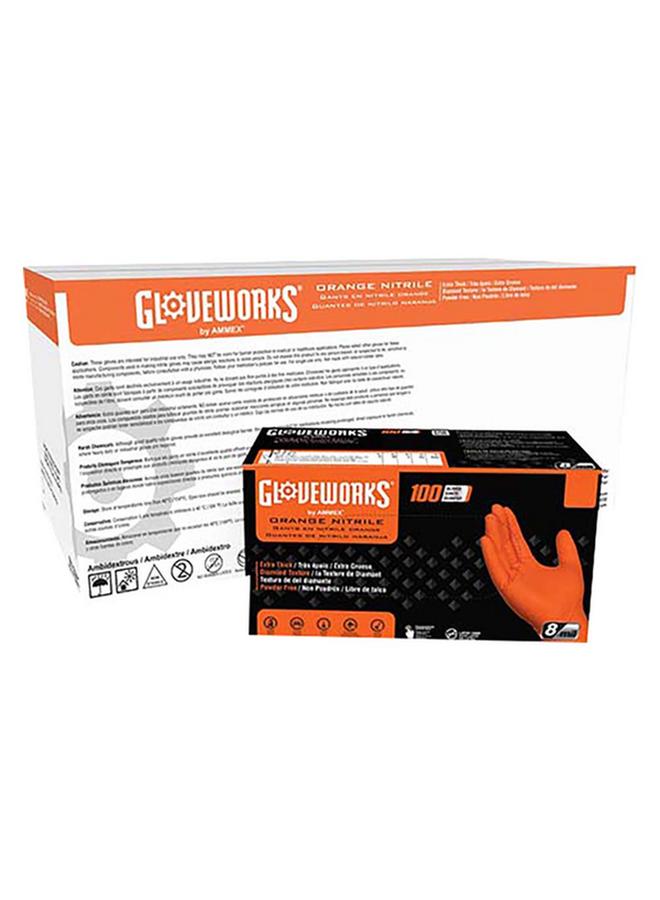Ammex Gloveworks Raised Diamond Texture Polymer Coated Industrial Nitrile Gloves Orange X-Large GWON48100 - Image 1