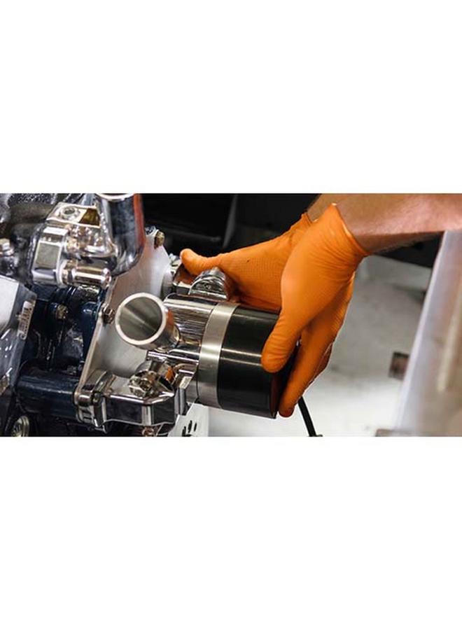 Ammex Gloveworks Raised Diamond Texture Polymer Coated Industrial Nitrile Gloves Orange X-Large GWON48100 - Image 3