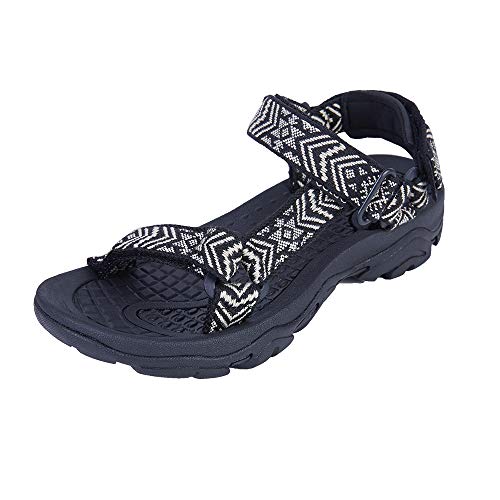 Colgo Men's Sport Sandals Comfort Classic Athletic Hiking Sandals with Arch Support Outdoor Wading Beach Water Shoes (9 M US, Black/Pattern) - Image 2