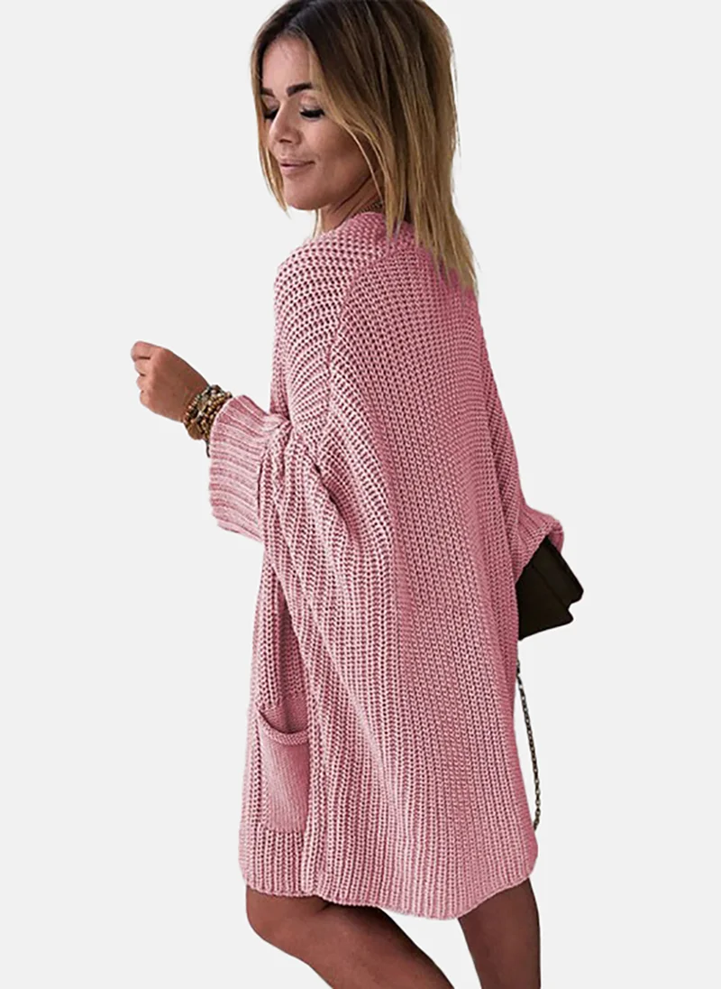 يونيكي Women Cable Knit Longline Front-Open Sweater