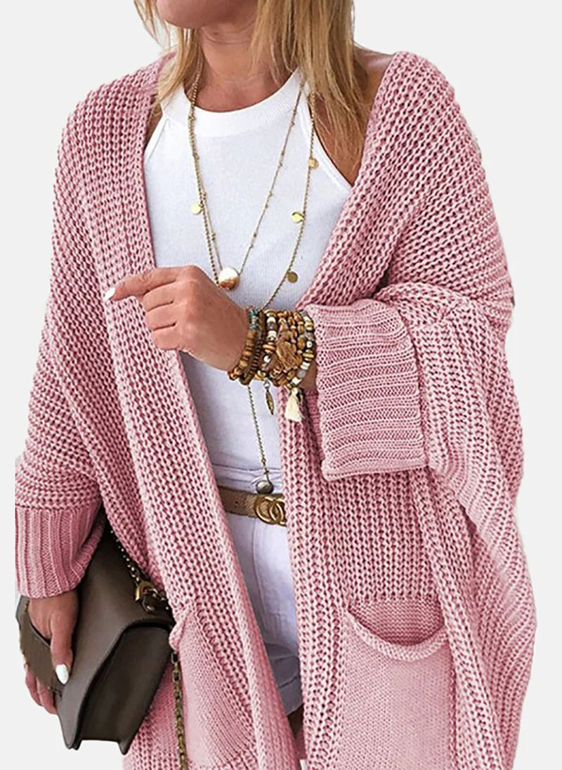يونيكي Women Cable Knit Longline Front-Open Sweater