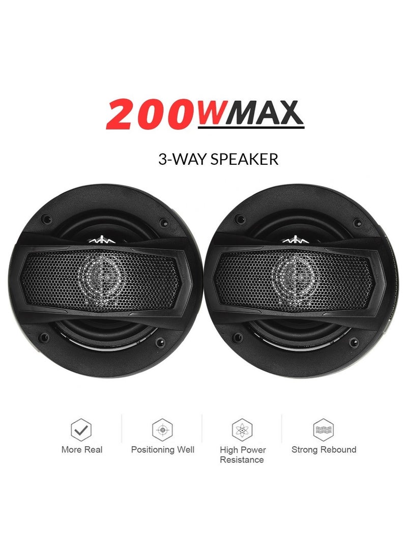 100Miles 4 Inch 3 Way Coaxial Car Speaker Pair 200W Max Flush Mount Auto Door Speakers High Performance Full Range Stereo Audio System Universal Vehicle Loudspeaker Clear Sound Deep Bass Midrange Tweeter 100mm Round Speaker Set - Image 5