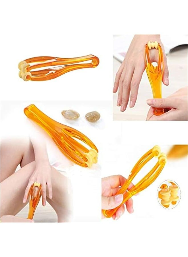 Generic Set of 2 Finger Roller Massagers and 5 Acupressure Rings for Hand Massage and Blood Circulation. Handheld Stress Relief Tools for Joint Massage.  - Image 2