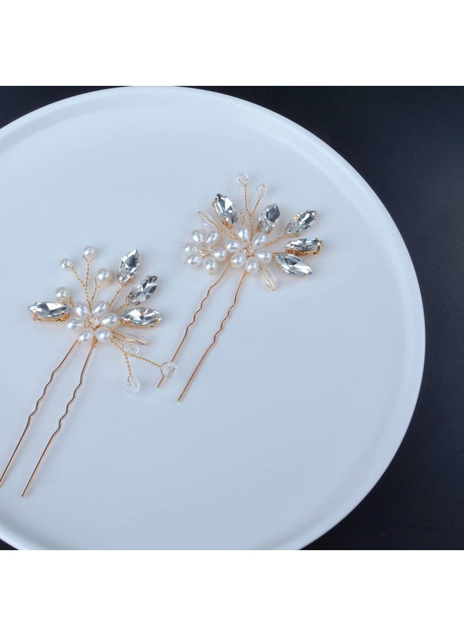 Bestshoot Bestshoot Bridal Hair Pieces, Beusoulove Wedding Hair Pin Crystal Flower Hair Accessories with Rhinestone and Faux Pearl for Girls,  - Image 2