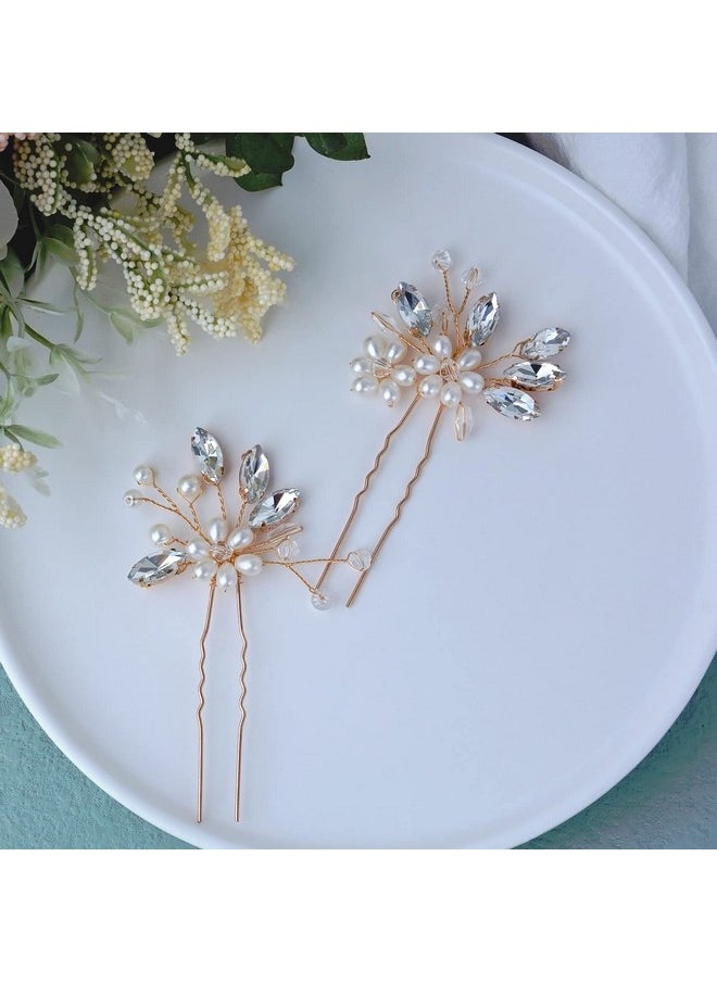 Bestshoot Bestshoot Bridal Hair Pieces, Beusoulove Wedding Hair Pin Crystal Flower Hair Accessories with Rhinestone and Faux Pearl for Girls,  - Image 1