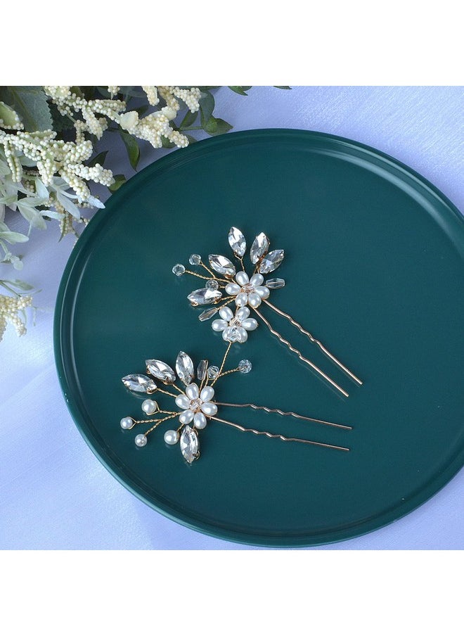 Bestshoot Bestshoot Bridal Hair Pieces, Beusoulove Wedding Hair Pin Crystal Flower Hair Accessories with Rhinestone and Faux Pearl for Girls,  - Image 4