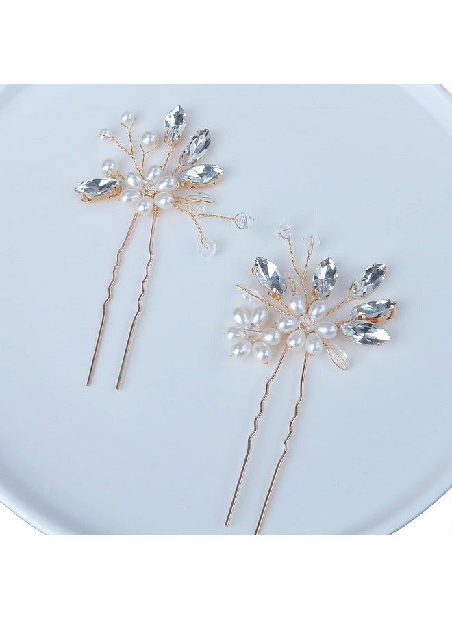 Bestshoot Bestshoot Bridal Hair Pieces, Beusoulove Wedding Hair Pin Crystal Flower Hair Accessories with Rhinestone and Faux Pearl for Girls,  - Image 3