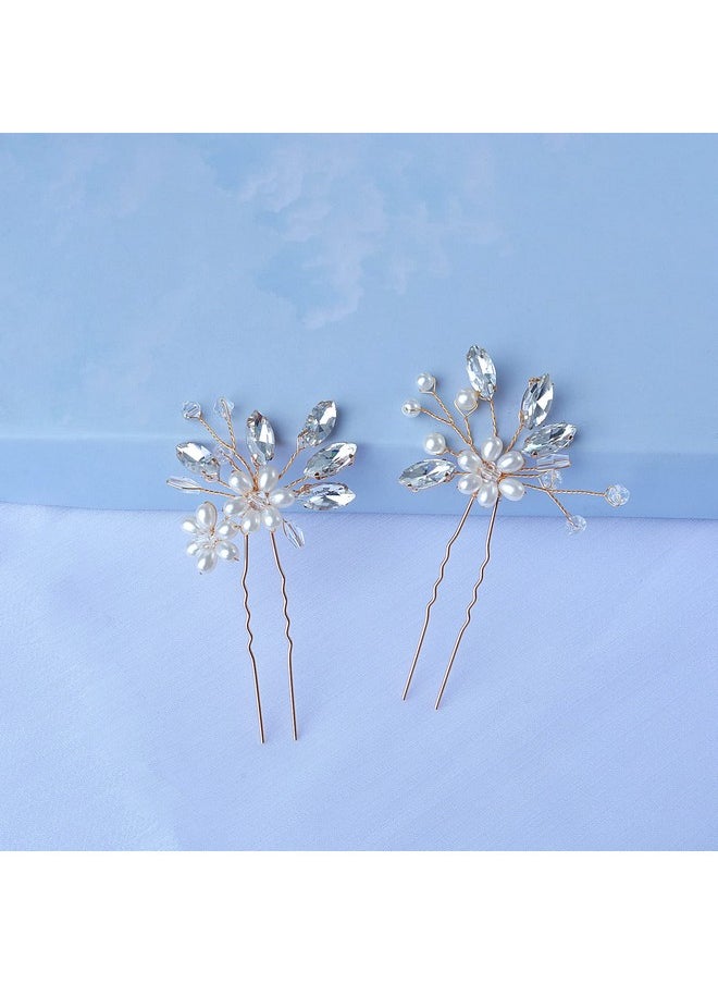 Bestshoot Bestshoot Bridal Hair Pieces, Beusoulove Wedding Hair Pin Crystal Flower Hair Accessories with Rhinestone and Faux Pearl for Girls,  - Image 5