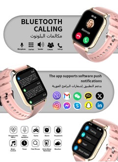 WAPIK Korean Brand P5S Smart Watch,Business Smartwatch,Waterproof Fitness Watch, Bluetooth Calling,Smart watch for Men, Zinc Alloy Vacuum Plating, Heart Rate Monitoring,Smart watch for women Gold dial + pink strap  - Image 2