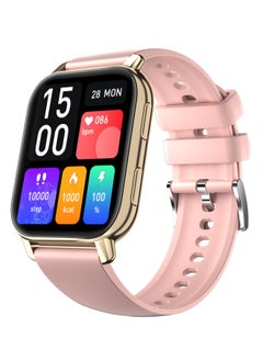 WAPIK Korean Brand P5S Smart Watch,Business Smartwatch,Waterproof Fitness Watch, Bluetooth Calling,Smart watch for Men, Zinc Alloy Vacuum Plating, Heart Rate Monitoring,Smart watch for women Gold dial + pink strap  - Image 1