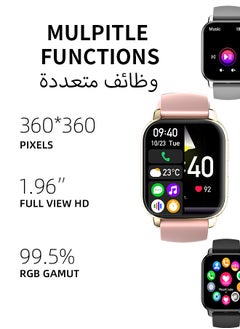 WAPIK Korean Brand P5S Smart Watch,Business Smartwatch,Waterproof Fitness Watch, Bluetooth Calling,Smart watch for Men, Zinc Alloy Vacuum Plating, Heart Rate Monitoring,Smart watch for women Gold dial + pink strap  - Image 3