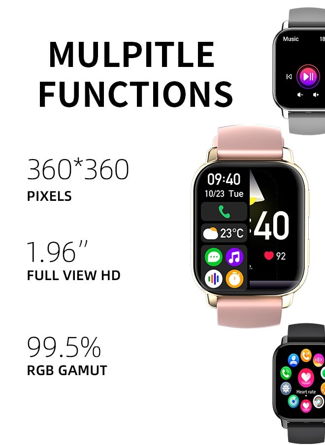 WAPIK Korean Brand P5S Smart Watch,Business Smartwatch,Waterproof Fitness Watch, Bluetooth Calling,Smart watch for Men, Zinc Alloy Vacuum Plating, Heart Rate Monitoring,Smart watch for women Gold dial + pink strap  - Image 3