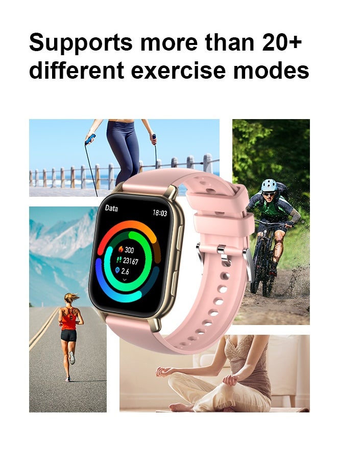WAPIK Korean Brand P5S Smart Watch,Business Smartwatch,Waterproof Fitness Watch, Bluetooth Calling,Smart watch for Men, Zinc Alloy Vacuum Plating, Heart Rate Monitoring,Smart watch for women Gold dial + pink strap  - Image 5