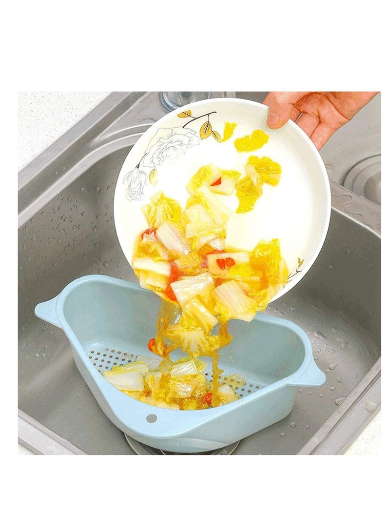 نيبمينينت Triangle Sink Storage Holder 2 Pcs Multifunctional Triangular Drain Shelf Rack Sponge with Suction Cup for Kitchen Bathroom Corner Hanging Basket (Blue) - Image 1