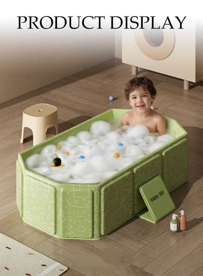 DUNISO Foldable Baby Bathtub,Portable Kids Shower Bath Basin with Support on Both Sides and Thermostatic System，Non-Slip Toddler Bath Tub with 5 Ocean Balls and 2 Duck Toys，Easy Storage，Heat-Resistant & Durable，for 0-8 Years Kids - Image 3