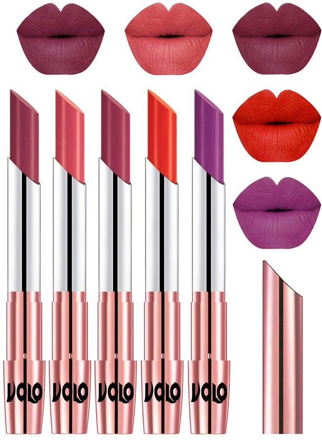 VOLO Lipstick Cherry, Dark Peach, Rose Pink, Coral, Purple (Matte) - Image 2