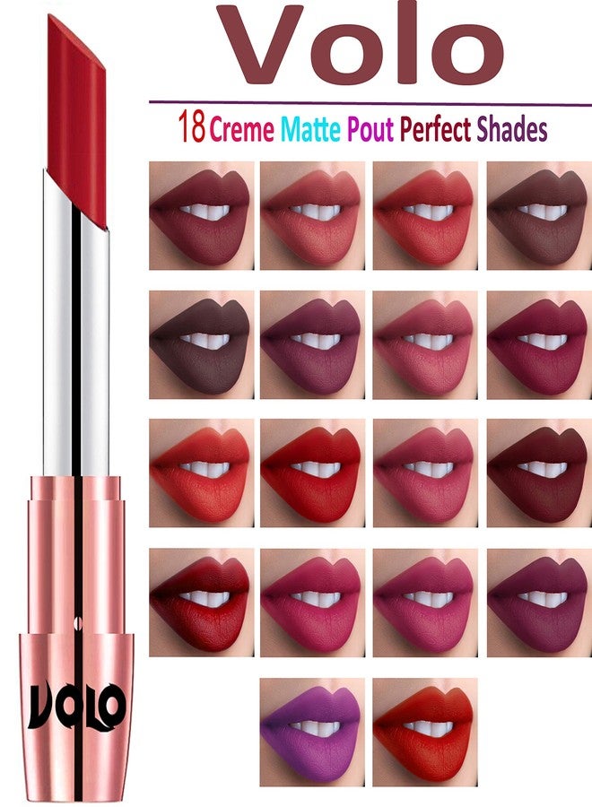 VOLO Lipstick Cherry, Dark Peach, Rose Pink, Coral, Purple (Matte) - Image 3