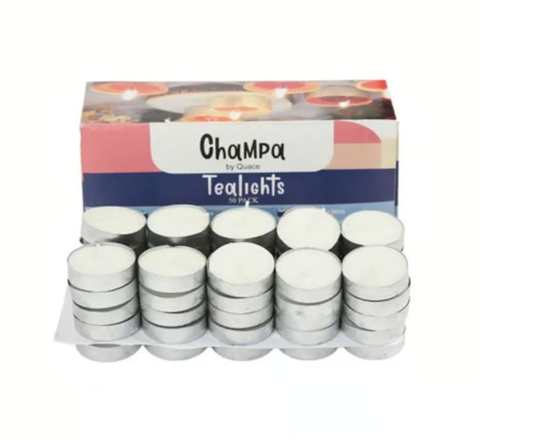 Quace Wax Tealight Candles Set of 50 (White Unscented) - Image 1
