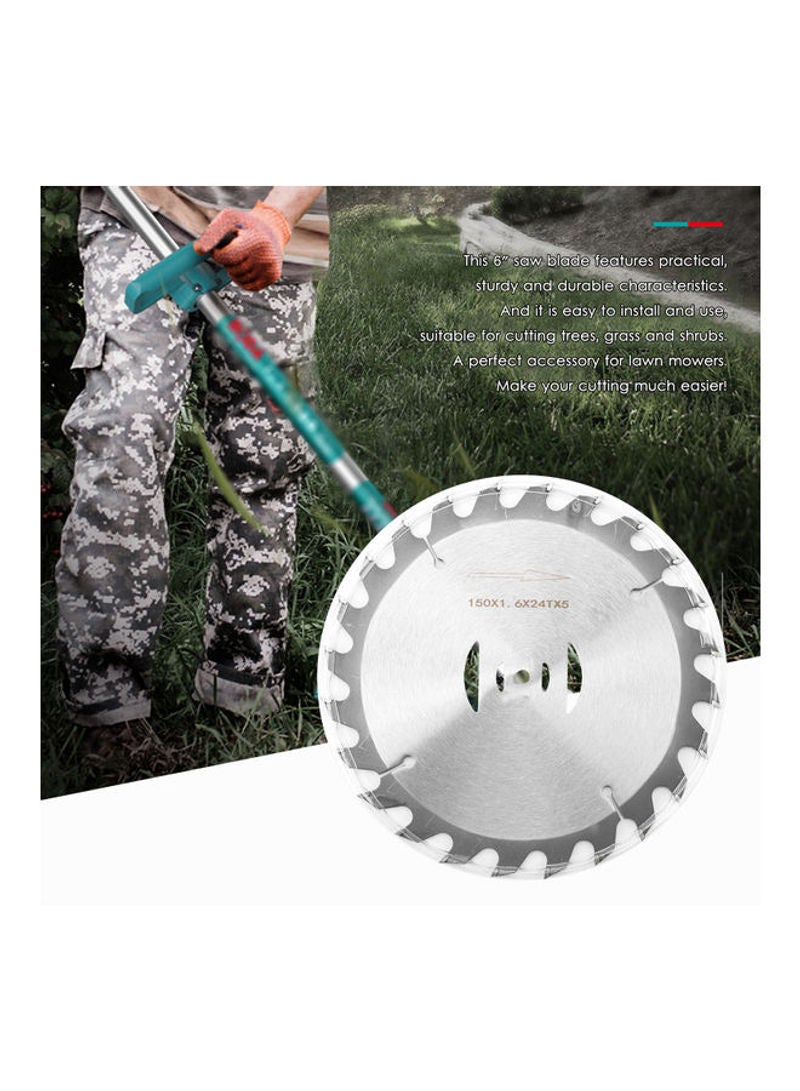 NIBEMINENT 6 Inch 150 mm 24 Teeth Lawn Mower Circular Metal Round Saw Blade Cutter Electric Weeder Accessory Silver 16cm - Image 5
