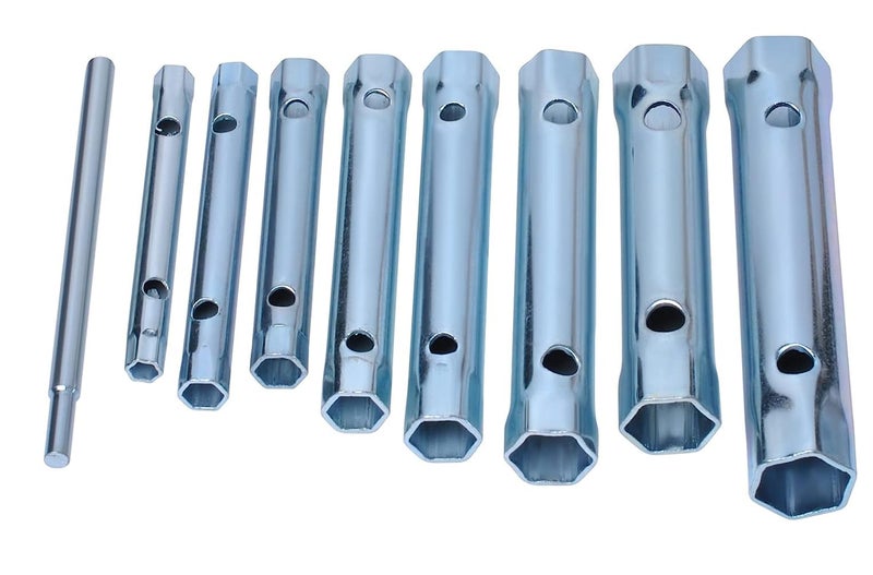 GREYTEN Tubular Spanner Set, 9Pcs Dual-Ended Wrench Socket Plumber Back Nut Tap Spark Plug Spanner Set Extended Spark Plug Wrench (6/7mm to 20/22mm), Tubular Box Spanner Wrench Set - Image 1