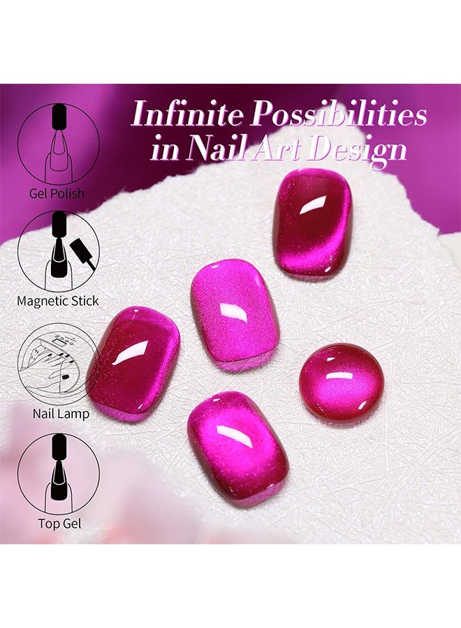 XEIJAYI Uv Led Gel Polish, Dragon Fruit Pink Cat Eye Gel Nail Polish, Glass Bead Magnetic Shimmer UV/LED Soak-Off Nail Gel, Long-Lasting Manicure 10ml - Image 5