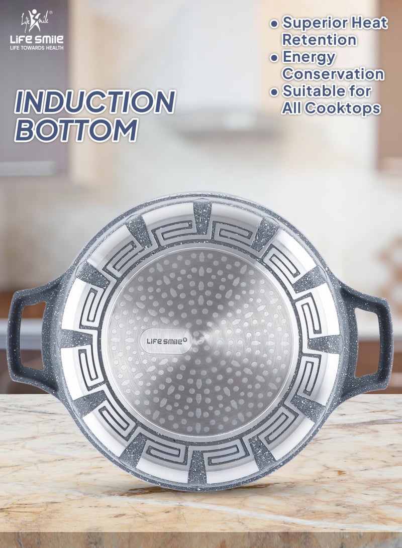 Life Smile Granite Non-Stick Cookware Set,6Pcs Casserole Pots with Lids, Induction Bottom, Multi-Layer Coating - Image 2