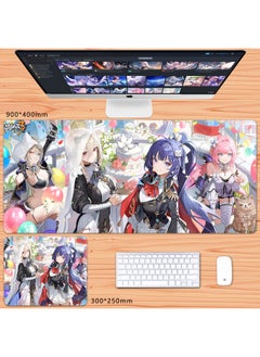 Generic No Overlock Honkai Impact 3 Mouse Pad Extra Large Animation Kiana Dem Lisa Alicia Two-Dimensional Notebook-Color:100x50cm Thickness 3mm-Pattern:He Chen Chart  - Image 1