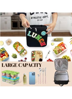 General Insulated Lunch Bag with Adjustable Shoulder Strap, Nylon Pre-Born Lunch Box Large Insulated Lunch Bag Reusable Lunch Tote Bag with Smiley Face Pre-Born Lunch Bag Girls School Travel Picnic  - Image 3