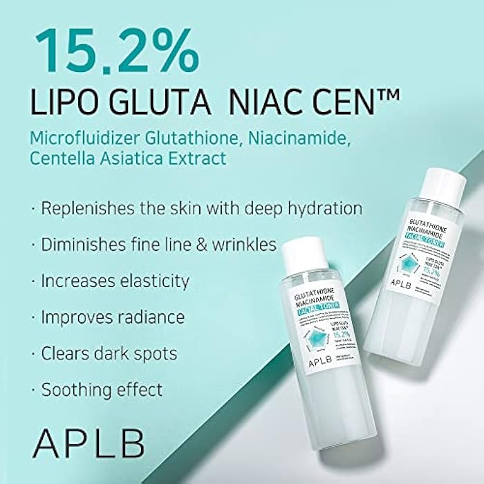 APLB Glutathione Niacinamide Facial Toner | LIPO GLUTA NIAC CEN™ 15.2% 5.41 FL.OZ/Korean Skincare, Replenishing Moisture, Revitalize for Gentle and Improve Skin Texture Through Niacinamide - Image 3