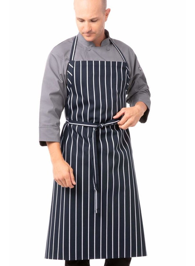 Chef Works Men's A100-BCS English Apron, Black Chalk Stripe, Navy W/Chalk One size - Image 1