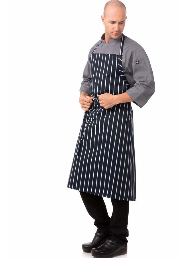 Chef Works Men's A100-BCS English Apron, Black Chalk Stripe, Navy W/Chalk One size - Image 2