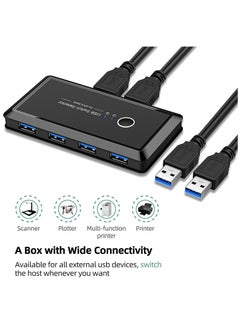 KASTWAVE USB Switch Selector, Computers Share 4 Port 2 Peripheral Switcher Adapter Hub PC Printer Scanner Mouse Keyboard with One Button Switch and 2 Pack USB 3.0 Cable  - Image 3