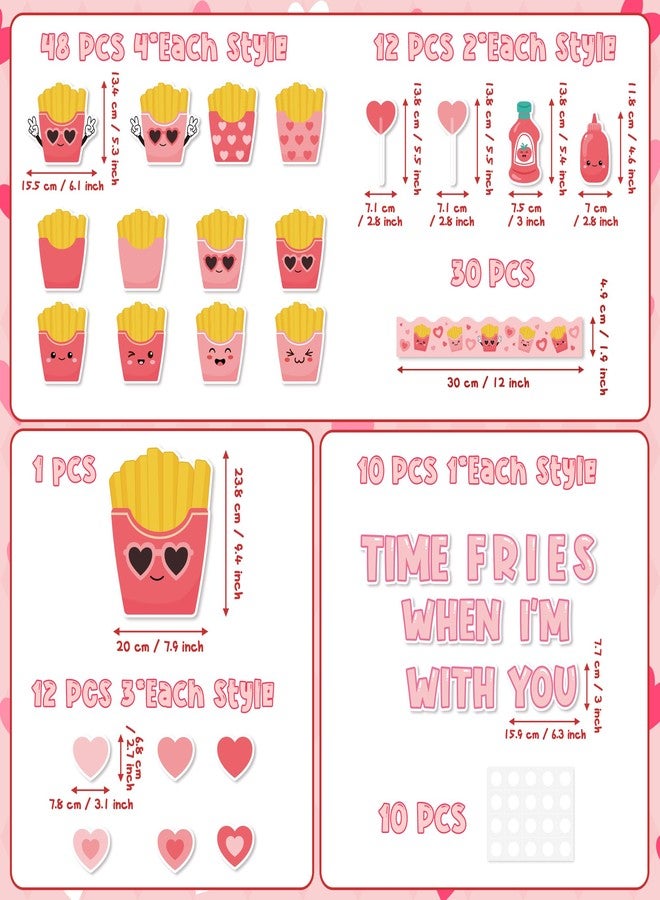 CPicdn 123Pcs Valentine’s Day Bulletin Board Classroom Decorations Time Fries Cutouts Love Heart Name Tags Border Trims for Valentines Party Supplies School Elementary Chalkboard Wall Door Decor - Image 2