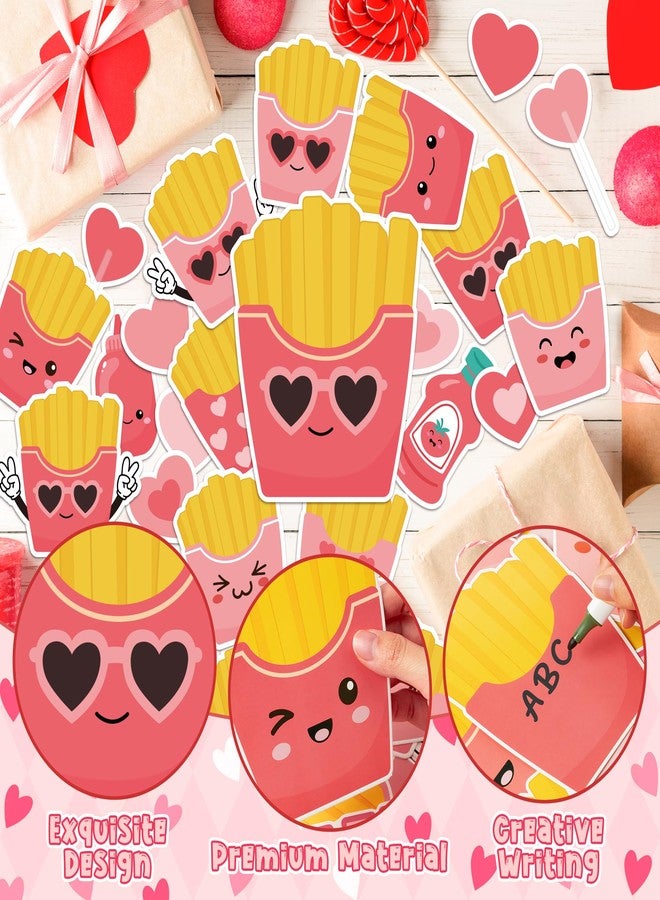 CPicdn 123Pcs Valentine’s Day Bulletin Board Classroom Decorations Time Fries Cutouts Love Heart Name Tags Border Trims for Valentines Party Supplies School Elementary Chalkboard Wall Door Decor - Image 3