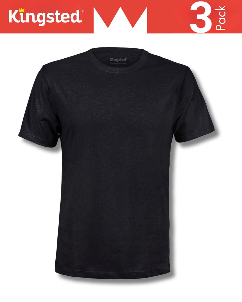 Kingsted Men's T-Shirts Pack - Royally Comfortable - Super Soft Cotton Blend - Short Sleeve Tagless Crewneck - Plain Colored Classic Tees (3 Pack, Classic, 2X-Large) - Image 4